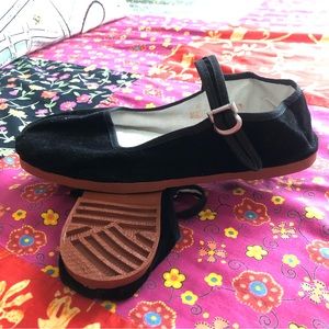 Velvet Mary Jane Flats